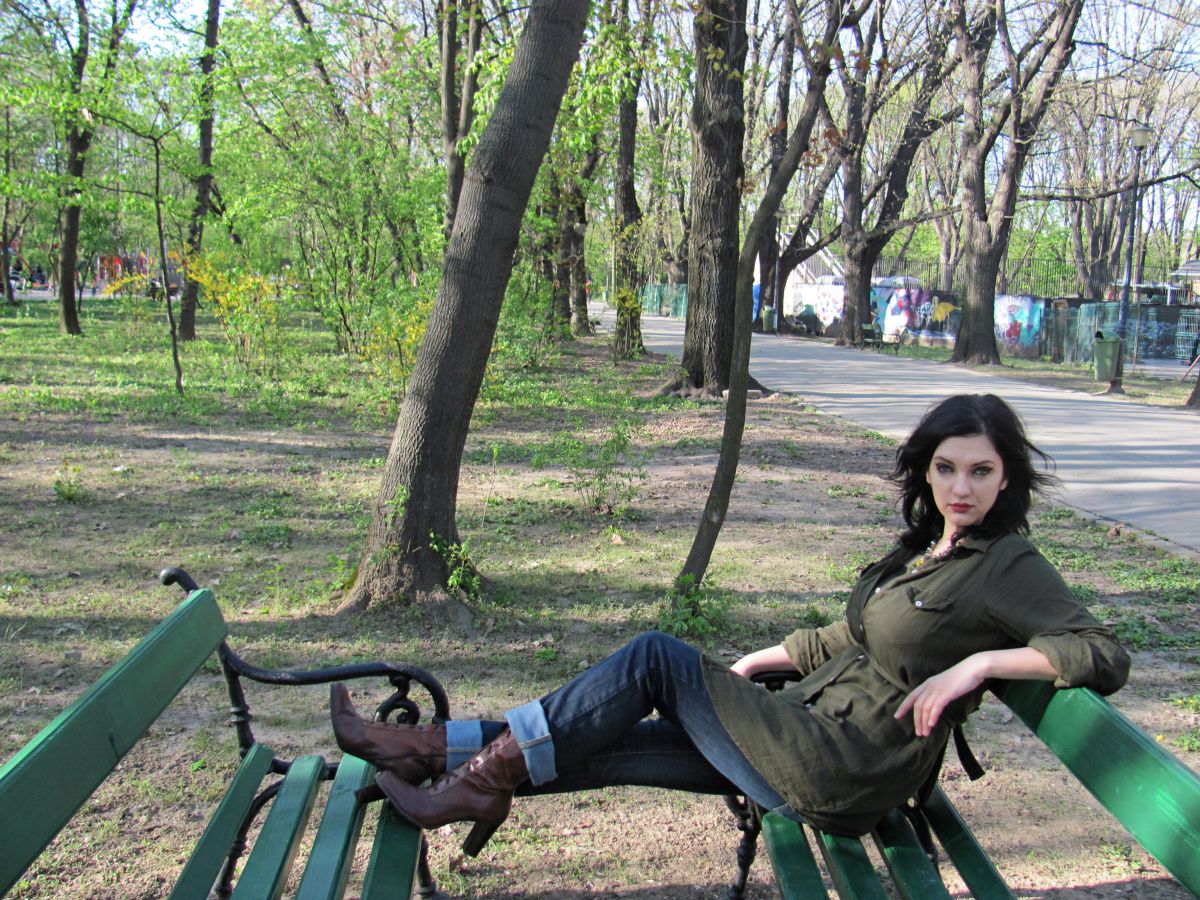 Young woman sitting on a bench